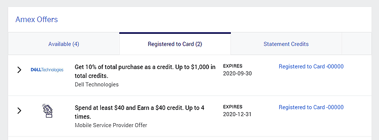 Amex Offers - Business Platinum - Registered to Card