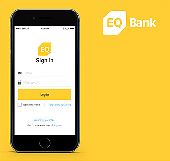 EQ Bank Logo and Phone App