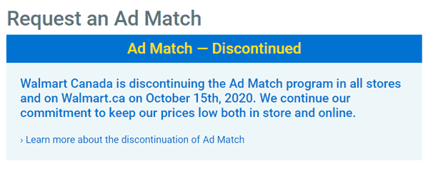 Ad Match Discontinued